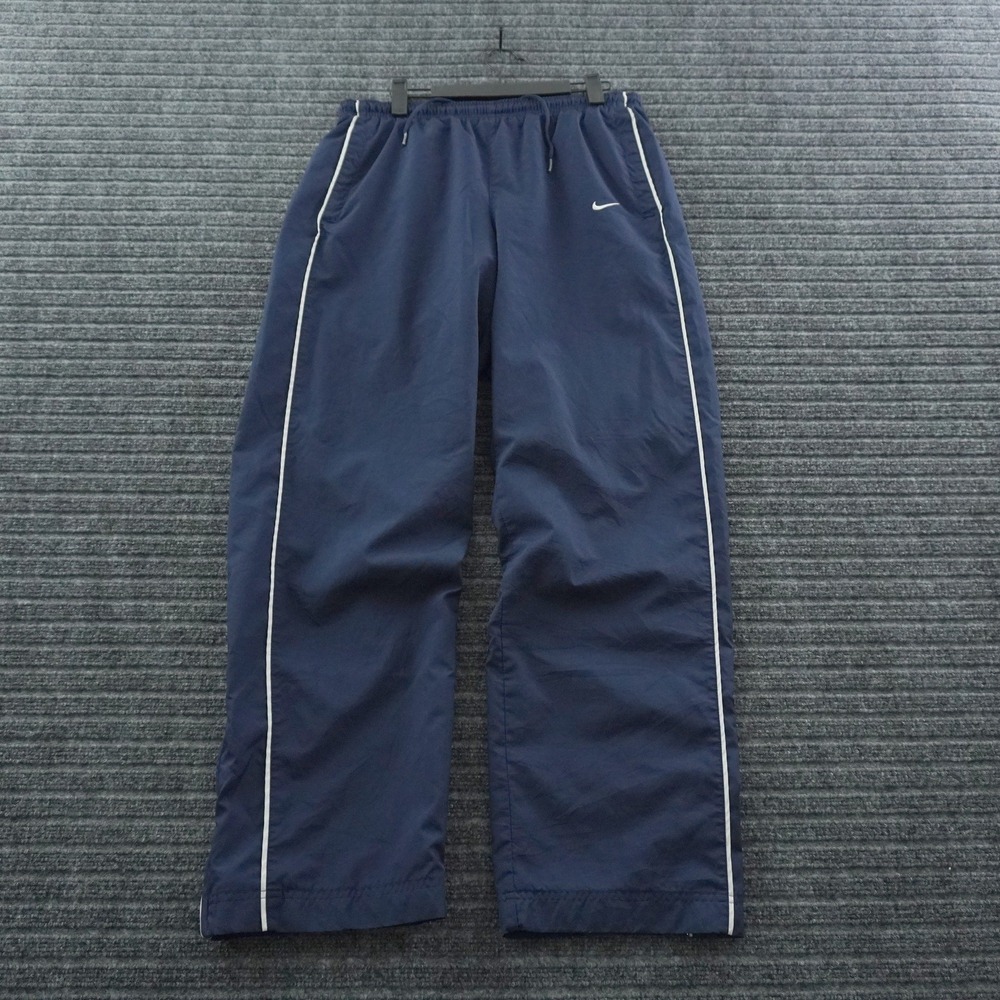 Vintage 90s Nike Track Pants Mens Small Navy Blue White Piping Swoosh Logo
